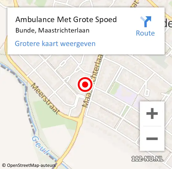 Locatie op kaart van de 112 melding: Ambulance Met Grote Spoed Naar Bunde, Maastrichterlaan op 17 juni 2015 10:56