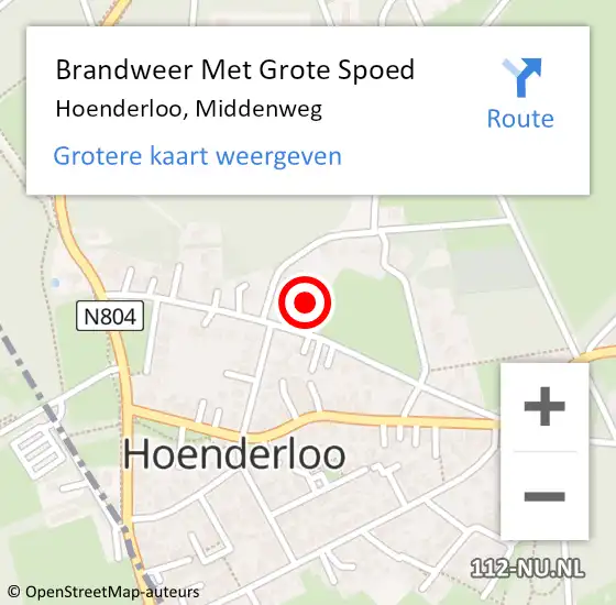 Locatie op kaart van de 112 melding: Brandweer Met Grote Spoed Naar Hoenderloo, Middenweg op 17 juni 2015 11:04