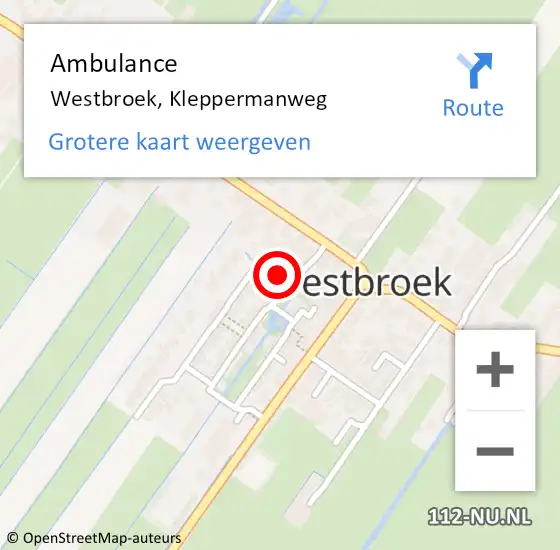 Locatie op kaart van de 112 melding: Ambulance Westbroek, Kleppermanweg op 17 juni 2015 11:09