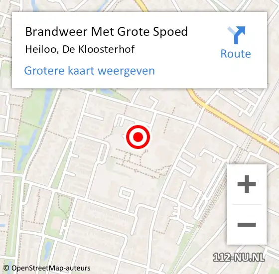 Locatie op kaart van de 112 melding: Brandweer Met Grote Spoed Naar Heiloo, De Kloosterhof op 17 juni 2015 11:54