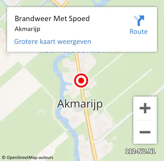 Locatie op kaart van de 112 melding: Brandweer Met Spoed Naar Akmarijp op 17 juni 2015 11:57