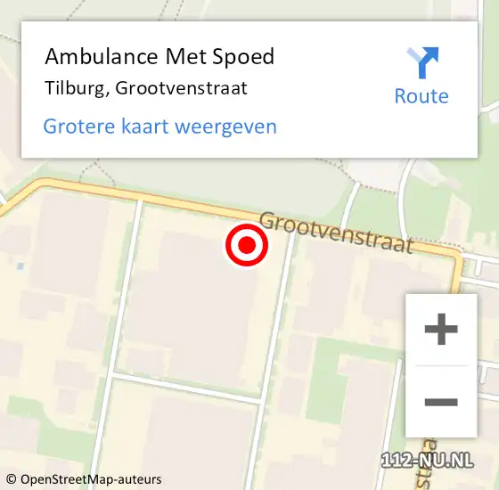 Locatie op kaart van de 112 melding: Ambulance Met Spoed Naar Tilburg, Grootvenstraat op 17 juni 2015 13:50