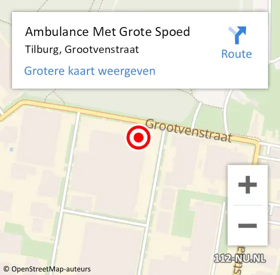 Locatie op kaart van de 112 melding: Ambulance Met Grote Spoed Naar Tilburg, Grootvenstraat op 17 juni 2015 13:51