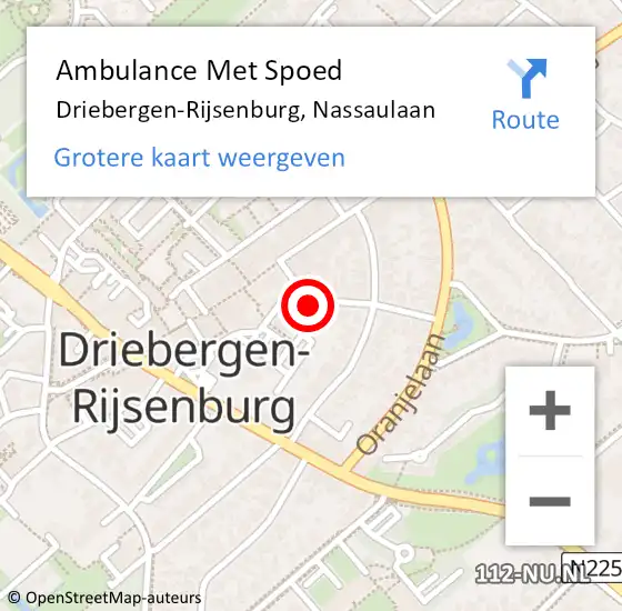 Locatie op kaart van de 112 melding: Ambulance Met Spoed Naar Driebergen-Rijsenburg, Nassaulaan op 17 juni 2015 14:20