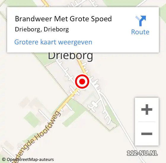 Locatie op kaart van de 112 melding: Brandweer Met Grote Spoed Naar Drieborg, Drieborg op 17 juni 2015 14:20