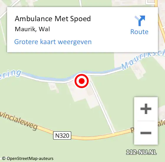 Locatie op kaart van de 112 melding: Ambulance Met Spoed Naar Maurik, Wal op 17 juni 2015 14:46