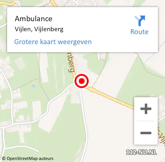 Locatie op kaart van de 112 melding: Ambulance Vijlen, Vijlenberg op 17 juni 2015 14:47