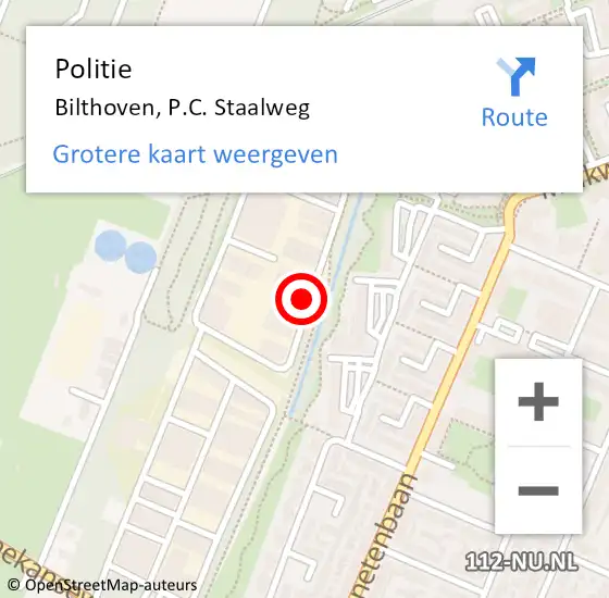 Locatie op kaart van de 112 melding: Politie Bilthoven, P.C. Staalweg op 17 juni 2015 14:48