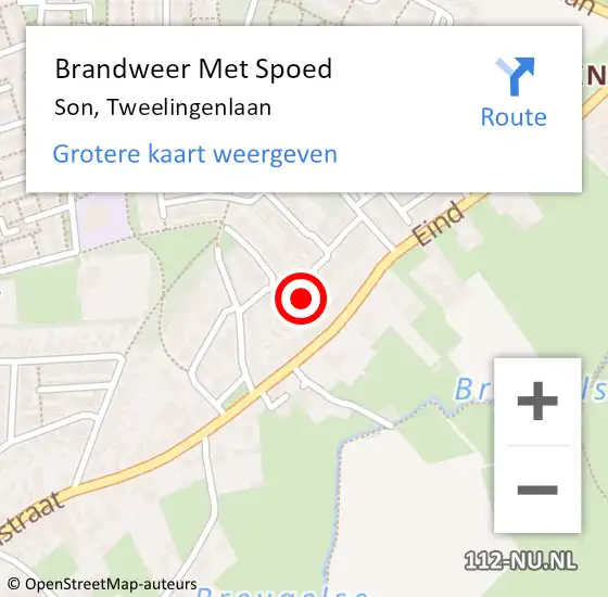 Locatie op kaart van de 112 melding: Brandweer Met Spoed Naar Son, Tweelingenlaan op 17 juni 2015 14:59