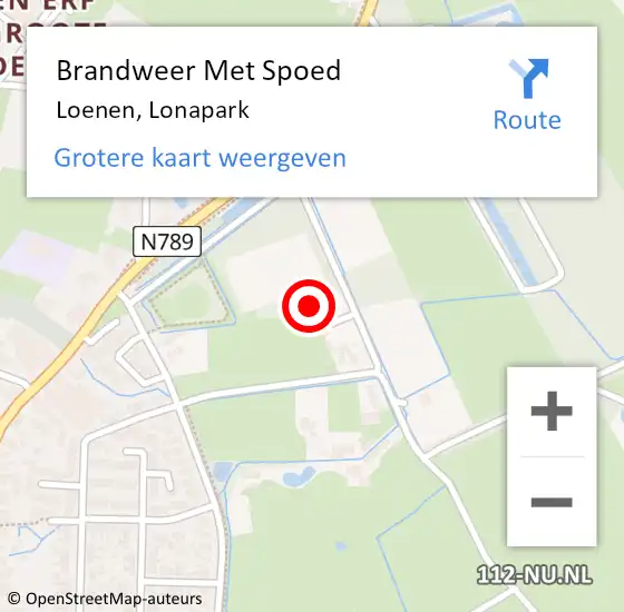 Locatie op kaart van de 112 melding: Brandweer Met Spoed Naar Loenen, Lonapark op 17 juni 2015 15:42