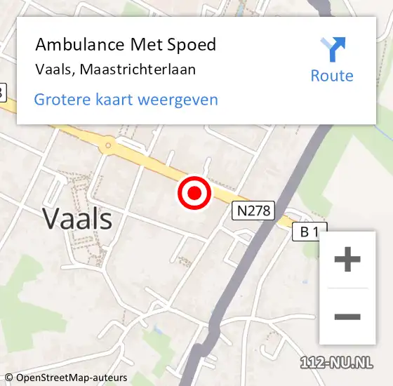 Locatie op kaart van de 112 melding: Ambulance Met Spoed Naar Vaals, Maastrichterlaan op 17 juni 2015 16:05