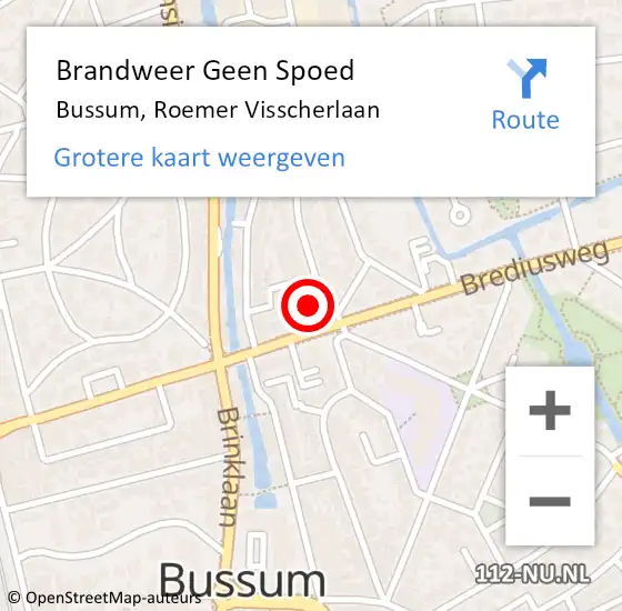 Locatie op kaart van de 112 melding: Brandweer Geen Spoed Naar Bussum, Roemer Visscherlaan op 17 juni 2015 16:08
