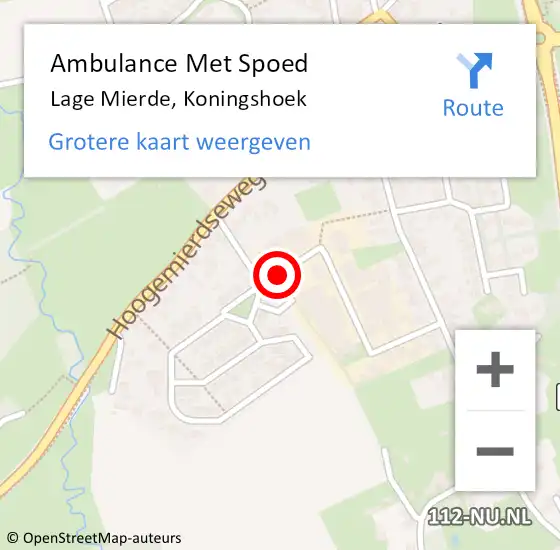 Locatie op kaart van de 112 melding: Ambulance Met Spoed Naar Lage Mierde, Koningshoek op 17 juni 2015 16:37