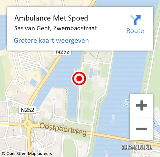 Locatie op kaart van de 112 melding: Ambulance Met Spoed Naar Sas van Gent, Zwembadstraat op 17 juni 2015 16:49