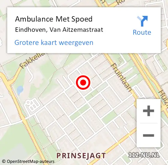 Locatie op kaart van de 112 melding: Ambulance Met Spoed Naar Eindhoven, Van Aitzemastraat op 17 juni 2015 16:51