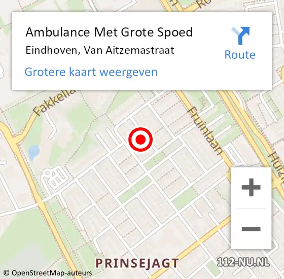 Locatie op kaart van de 112 melding: Ambulance Met Grote Spoed Naar Eindhoven, Van Aitzemastraat op 17 juni 2015 17:19