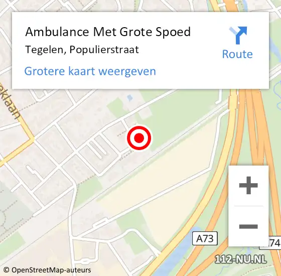 Locatie op kaart van de 112 melding: Ambulance Met Grote Spoed Naar Tegelen, Populierstraat op 17 juni 2015 17:23