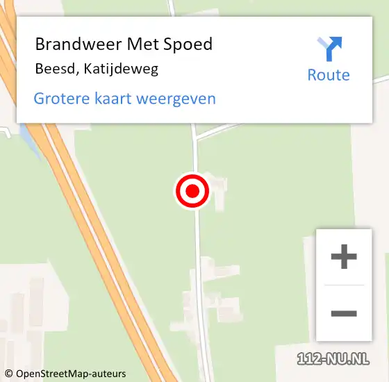 Locatie op kaart van de 112 melding: Brandweer Met Spoed Naar Beesd, Katijdeweg op 17 juni 2015 17:31