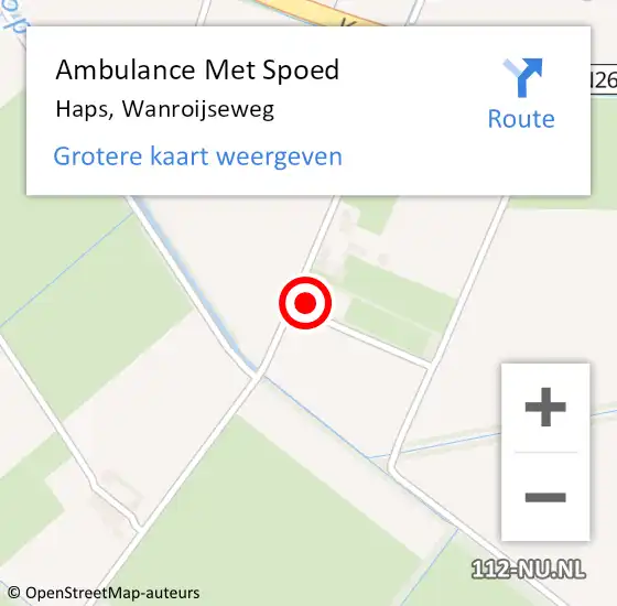 Locatie op kaart van de 112 melding: Ambulance Met Spoed Naar Haps, Wanroijseweg op 17 juni 2015 17:52