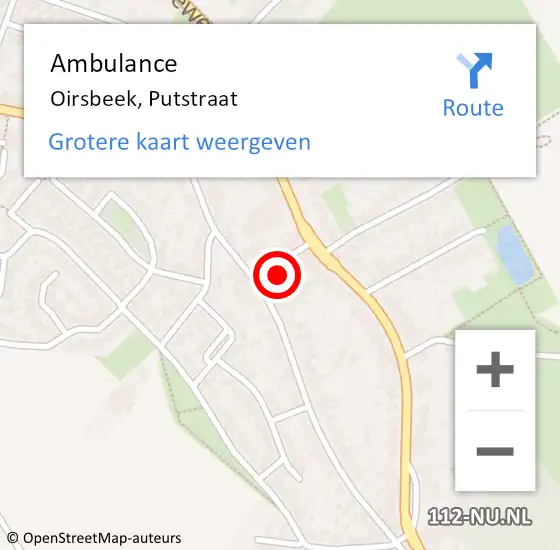 Locatie op kaart van de 112 melding: Ambulance Oirsbeek, Putstraat op 11 november 2013 11:15