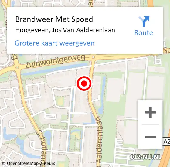 Locatie op kaart van de 112 melding: Brandweer Met Spoed Naar Hoogeveen, Jos Van Aalderenlaan op 17 juni 2015 18:02