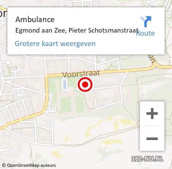 Locatie op kaart van de 112 melding: Ambulance Egmond aan Zee, Pieter Schotsmanstraat op 17 juni 2015 18:56