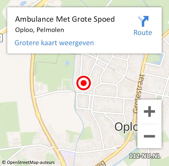 Locatie op kaart van de 112 melding: Ambulance Met Grote Spoed Naar Oploo, Pelmolen op 17 juni 2015 19:21