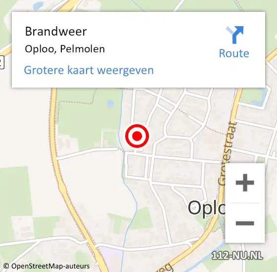 Locatie op kaart van de 112 melding: Brandweer Oploo, Pelmolen op 17 juni 2015 19:48