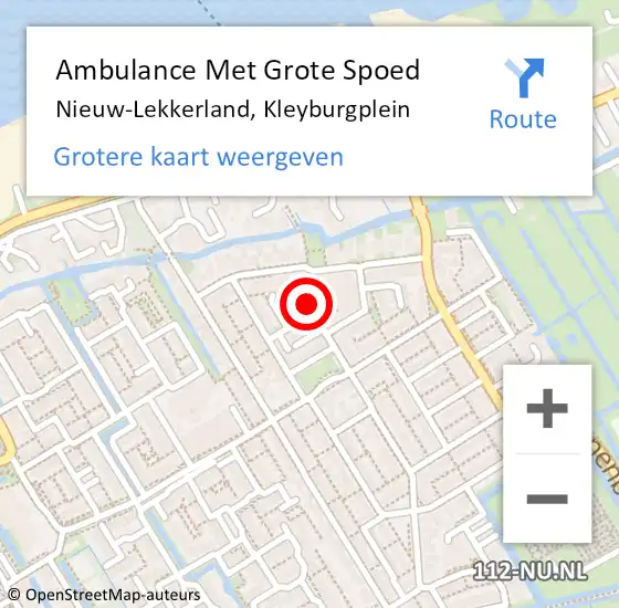 Locatie op kaart van de 112 melding: Ambulance Met Grote Spoed Naar Nieuw-Lekkerland, Kleyburgplein op 17 juni 2015 20:40