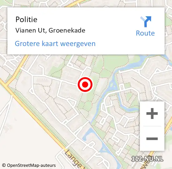 Locatie op kaart van de 112 melding: Politie Vianen Ut, Groenekade op 17 juni 2015 21:17