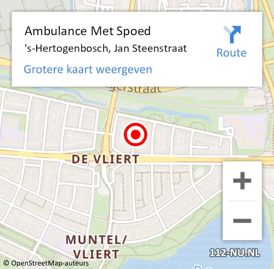 Locatie op kaart van de 112 melding: Ambulance Met Spoed Naar 's-Hertogenbosch, Jan Steenstraat op 17 juni 2015 23:03