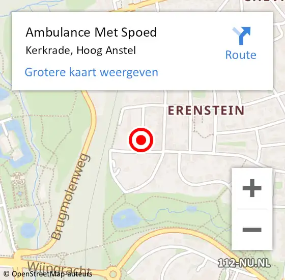 Locatie op kaart van de 112 melding: Ambulance Met Spoed Naar Kerkrade, Hoog Anstel op 17 juni 2015 23:49