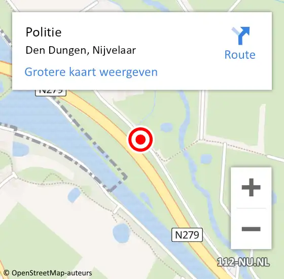 Locatie op kaart van de 112 melding: Politie Den Dungen, Nijvelaar op 18 juni 2015 00:48