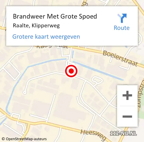 Locatie op kaart van de 112 melding: Brandweer Met Grote Spoed Naar Raalte, Klipperweg op 18 juni 2015 01:08