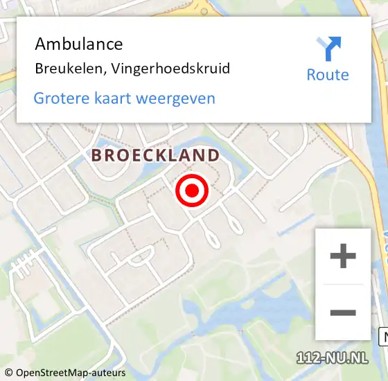 Locatie op kaart van de 112 melding: Ambulance Breukelen, Vingerhoedskruid op 18 juni 2015 02:11