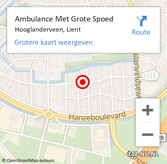 Locatie op kaart van de 112 melding: Ambulance Met Grote Spoed Naar Hooglanderveen, Lient op 18 juni 2015 03:26