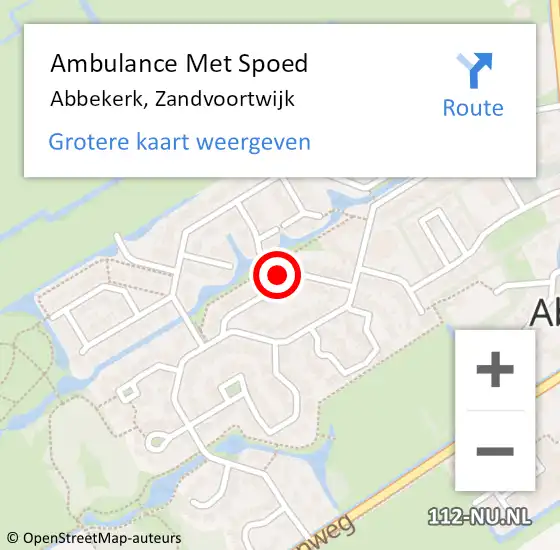 Locatie op kaart van de 112 melding: Ambulance Met Spoed Naar Abbekerk, Zandvoortwijk op 18 juni 2015 04:11