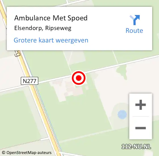 Locatie op kaart van de 112 melding: Ambulance Met Spoed Naar Elsendorp, Ripseweg op 18 juni 2015 06:01