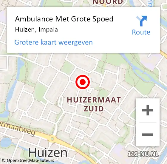 Locatie op kaart van de 112 melding: Ambulance Met Grote Spoed Naar Huizen, Impala op 18 juni 2015 07:06