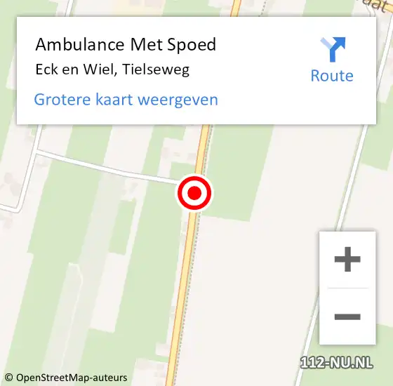 Locatie op kaart van de 112 melding: Ambulance Met Spoed Naar Eck en Wiel, Tielseweg op 18 juni 2015 07:22