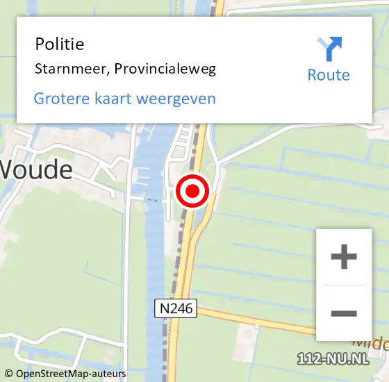 Locatie op kaart van de 112 melding: Politie Starnmeer, Provincialeweg op 18 juni 2015 08:22