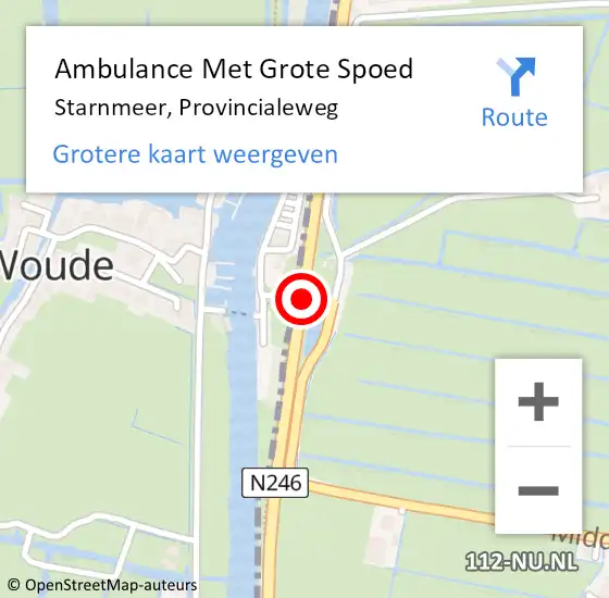 Locatie op kaart van de 112 melding: Ambulance Met Grote Spoed Naar Starnmeer, Provincialeweg op 18 juni 2015 08:48