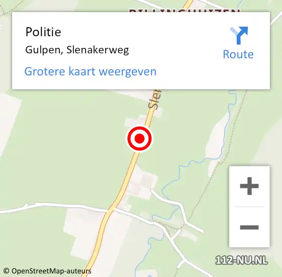 Locatie op kaart van de 112 melding: Politie Gulpen, Slenakerweg op 18 juni 2015 09:07