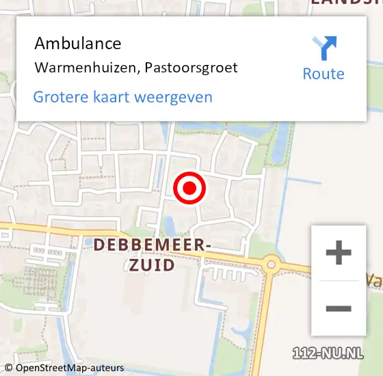 Locatie op kaart van de 112 melding: Ambulance Warmenhuizen, Pastoorsgroet op 11 november 2013 12:08