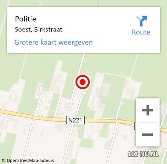 Locatie op kaart van de 112 melding: Politie Soest, Birkstraat op 18 juni 2015 09:12