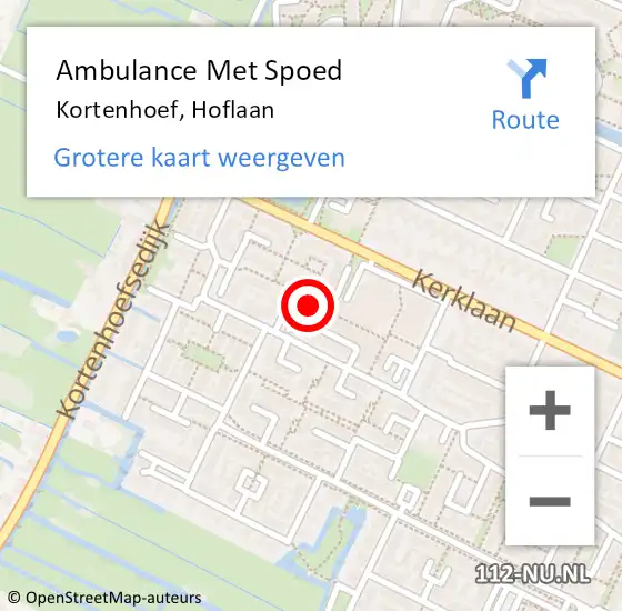 Locatie op kaart van de 112 melding: Ambulance Met Spoed Naar Kortenhoef, Hoflaan op 18 juni 2015 10:27