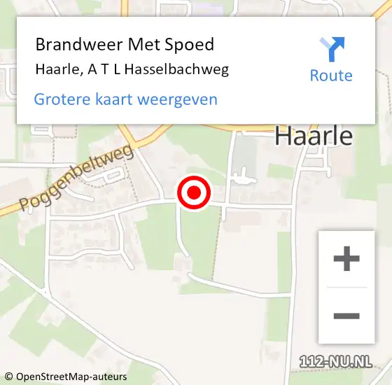 Locatie op kaart van de 112 melding: Brandweer Met Spoed Naar Haarle, A T L Hasselbachweg op 18 juni 2015 10:31