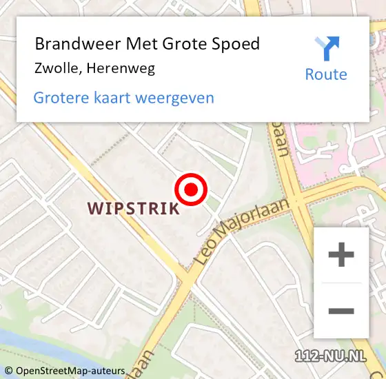 Locatie op kaart van de 112 melding: Brandweer Met Grote Spoed Naar Zwolle, Herenweg op 18 juni 2015 12:27