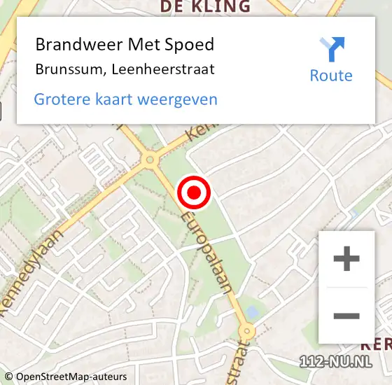 Locatie op kaart van de 112 melding: Brandweer Met Spoed Naar Brunssum, Leenheerstraat op 18 juni 2015 14:31