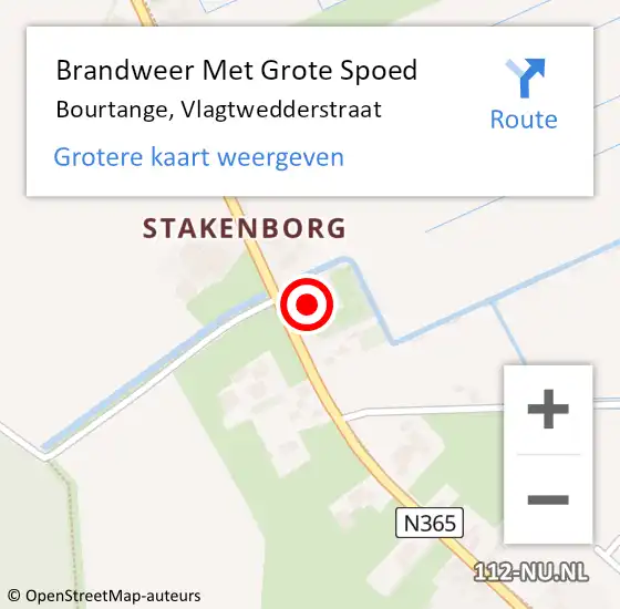 Locatie op kaart van de 112 melding: Brandweer Met Grote Spoed Naar Bourtange, Vlagtwedderstraat op 18 juni 2015 14:40